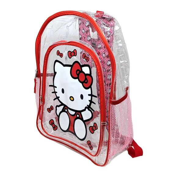 New Hello Kitty Transparent Backpack Clear 16" Sanrio Bows - Picture 4 of 5